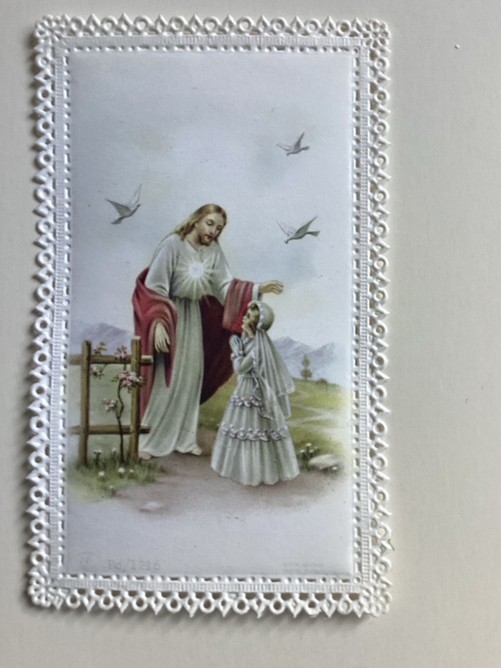 Antique Lace First Communion Holy cards X 10
